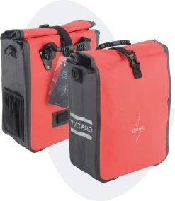 Voltano Fietstas 16L – Zwart / Rood – Enkele Pakaftas – 100% Waterdicht - Gratis Schouderband