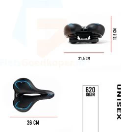 Voltano City / Tour Fietszadel - Comfortabel Gel Zadel - Met Uitsparing - Unisex - Zwart / Blauw - Elastomeren Vering Voor Extra Comfort -Fietsonderdelen Winkel 1099x1200