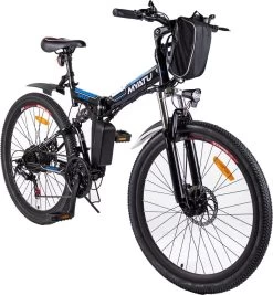 Myatu E-Bike 26-inch E-bike Voor Vrouwen En Mannen, Mountainbike Elektrische Fiets Met 36V 10.4AH Accu En Shimano 21 Versnellingen, 21 Versnellingen, Derailleur, 250 W-Zwart En Blauw -Fietsonderdelen Winkel 1111x1200