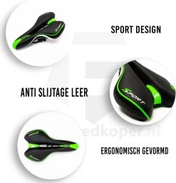 Voltano Sport Fietszadel – Gel Trekking Zadel – Met Uitsparing – Unisex - Zwart / Groen - Incl. Gratis Zadelstrop -Fietsonderdelen Winkel 1154x1200 2