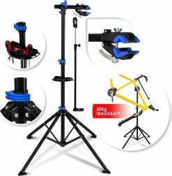 Professional® Sterke Fiets Montagestandaard - Universele- Fietsreparatie Racefiets / MTB- In Hoogte Verstelbaar Tot 30 Kg , Reparatie Standaard, 360° Draaibare - Montage Stang INCLUSIEF STUURHOUDER - Gereedschapsbakje