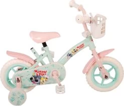Volare Woezel & Pip Kinderfiets - Meisjes - 10 Inch - Mint Blauw/Roze - Doortrapper
