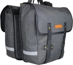 Dubbele Fietstas Grijs/zwart - Kleine Fietstas Dubbel - Fietstassen Waterdicht - 23 Liter - Fluorescerend - Stevige Fietstas