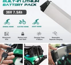 Merkloos Hitway 14F005 Elektrische Fiets E-bike | Opvouwbaar | 250W Motor | 7.5Ah | 16" | Zwart / Groen -Fietsonderdelen Winkel 1200x1111 3