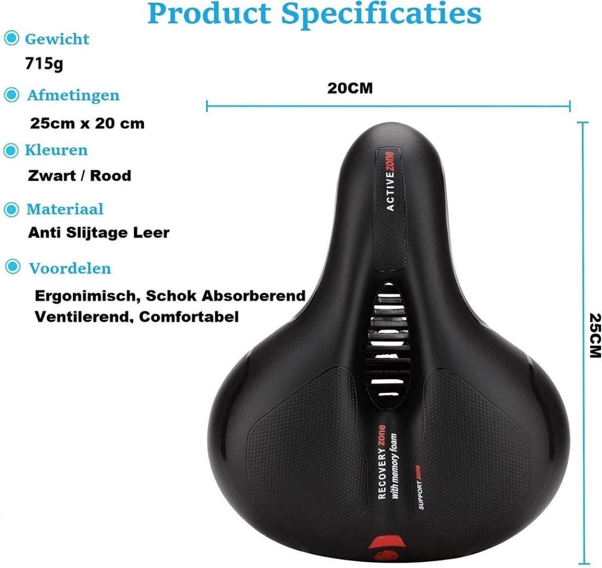 Voltano Fietszadel Met Gelpads - Zwart/Rood - Uitsparing - Zadelvering - Unisex - Incl. Gratis Zadelstrop 12 Voltano Fietszadel Met Gelpads - Zwart/Rood - Uitsparing - Zadelvering - Unisex - Incl. Gratis Zadelstrop - Afbeelding 12