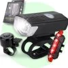 Quled Fietsverlichting USB Oplaadbaar - Oplaadbare USB Led Fietslamp - Voorlicht & Achterlicht - Waterdicht