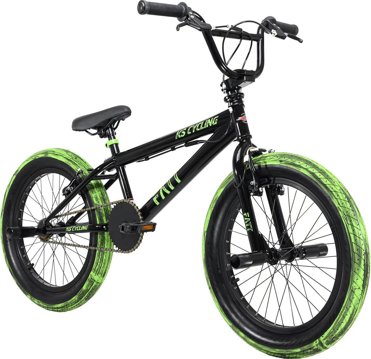 Ks Cycling Fiets BMX Freestyle 20'' Fatt Zwart-groen - 25 Cm 1 Ks Cycling Fiets BMX Freestyle 20'' Fatt Zwart-groen - 25 Cm