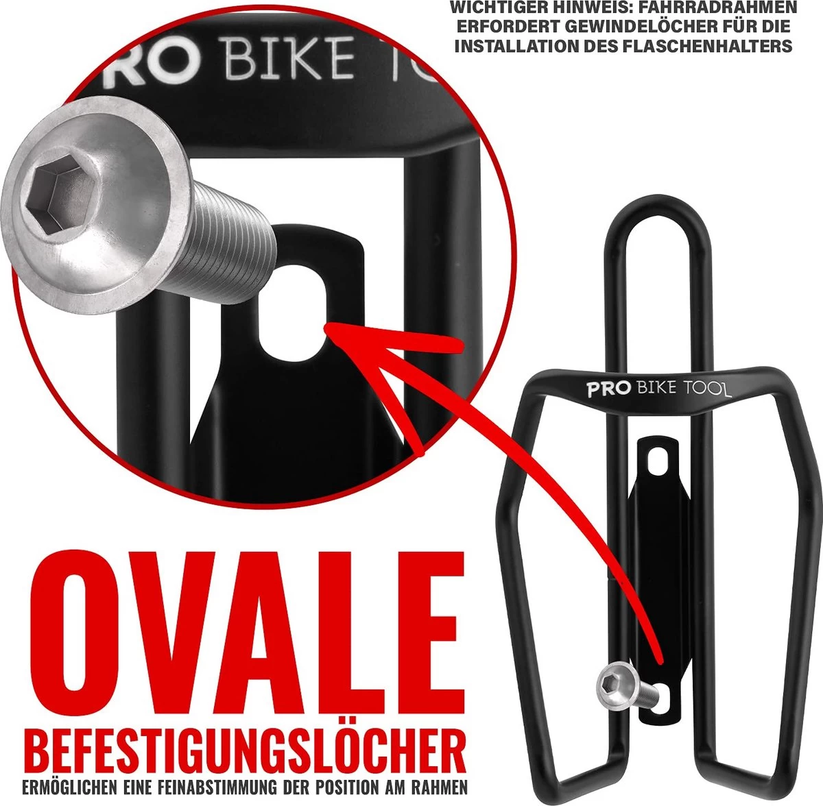 PRO BIKE TOOL Bidonhouder - Modern Buisontwerp - Mat Zwart - Stevige Bidonhouder, Ideaal Voor Racefietsen En Mountainbikes. 5 PRO BIKE TOOL Bidonhouder - Modern Buisontwerp - Mat Zwart - Stevige Bidonhouder, Ideaal Voor Racefietsen En Mountainbikes. - Afbeelding 5