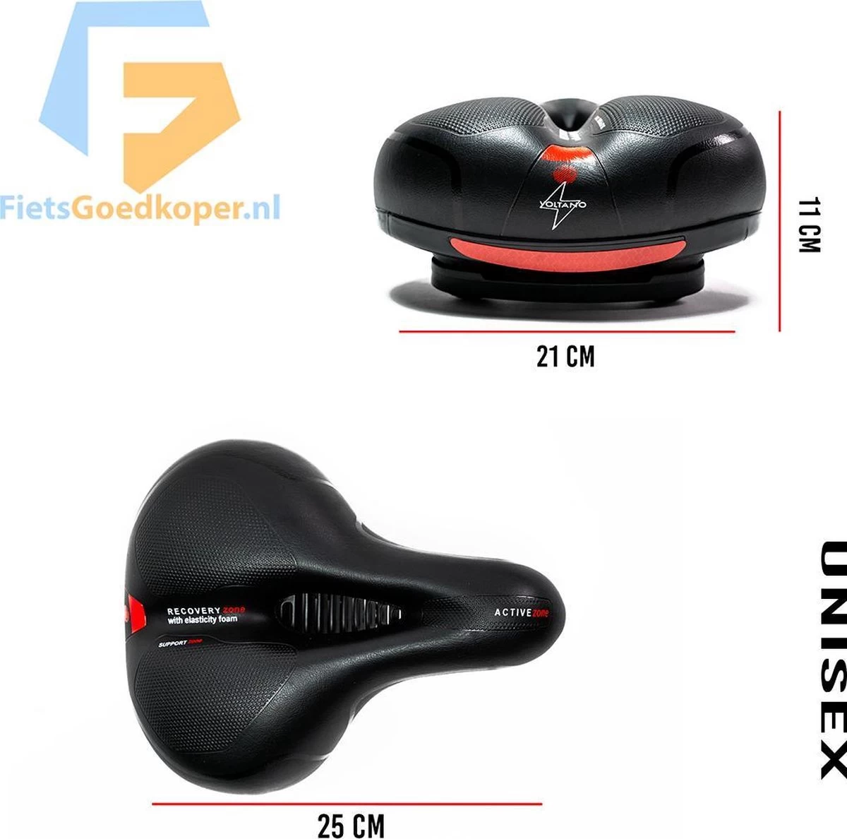 Voltano Fietszadel Met Gelpads - Zwart/Rood - Uitsparing - Zadelvering - Unisex - Incl. Gratis Zadelstrop 9 Voltano Fietszadel Met Gelpads - Zwart/Rood - Uitsparing - Zadelvering - Unisex - Incl. Gratis Zadelstrop - Afbeelding 9