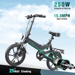 Merkloos Hitway 14F005 Elektrische Fiets E-bike | Opvouwbaar | 250W Motor | 7.5Ah | 16" | Zwart / Groen -Fietsonderdelen Winkel 1200x1200 122