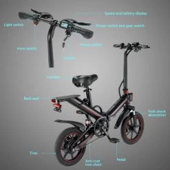 OUXI - V5 - 16 Inch - Elektrische Fiets - E Bike - Elektrische Vouwfiets - APP IOS/ Android - 500W Motor - 15Ah Lithuim Ion Batterij - Zwart -Fietsonderdelen Winkel 1200x1200 14