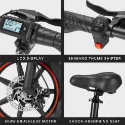 OUXI - V5 - 16 Inch - Elektrische Fiets - E Bike - Elektrische Vouwfiets - APP IOS/ Android - 500W Motor - 15Ah Lithuim Ion Batterij - Zwart -Fietsonderdelen Winkel 1200x1200 15