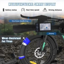 HITWAY E-Bike Elektrische Fiets 20 Inch Fat Tire E-Bicycle Vouwfiets, 250 W, 11,2 Ah Accu, Max. Bereik Tot 35-90 Km, Offroad-mountainbike Met Shimano 7-versnellingen, City EBike Met Slot,Groen Zwart -Fietsonderdelen Winkel 1200x1200 49