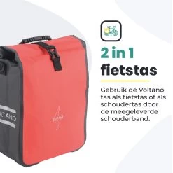 Voltano Fietstas 16L – Zwart / Rood – Enkele Pakaftas – 100% Waterdicht - Gratis Schouderband -Fietsonderdelen Winkel 1200x1200 622