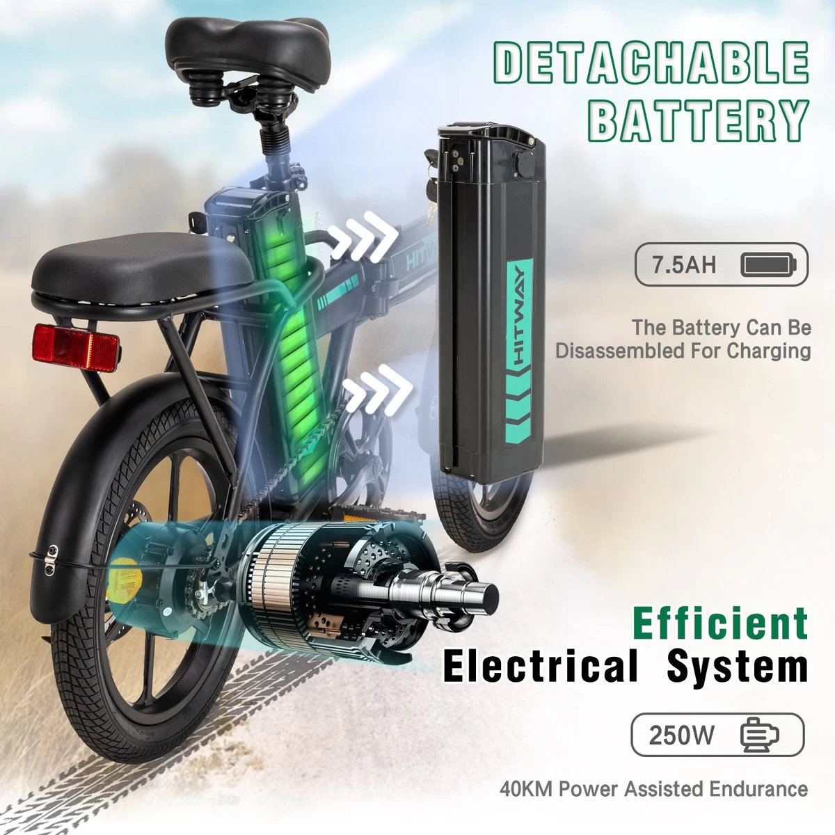 Hitway BK5 Elektrische Fiets | Opvouwbare E-bike | 16 Inch | Hitway BK5 250W Motor | Zwart 5 Hitway BK5 Elektrische Fiets | Opvouwbare E-bike | 16 Inch | Hitway BK5 250W Motor | Zwart - Afbeelding 5