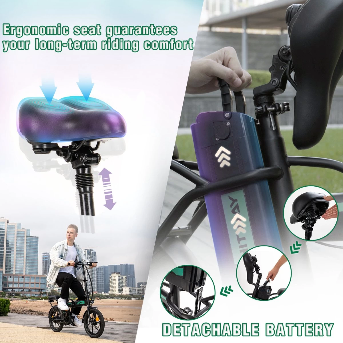 Hitway BK5 Elektrische Fiets | Opvouwbare E-bike | 16 Inch | Hitway BK5 250W Motor | Zwart 7 Hitway BK5 Elektrische Fiets | Opvouwbare E-bike | 16 Inch | Hitway BK5 250W Motor | Zwart - Afbeelding 7