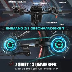 Myatu E-Bike 26-inch E-bike Voor Vrouwen En Mannen, Mountainbike Elektrische Fiets Met 36V 10.4AH Accu En Shimano 21 Versnellingen, 21 Versnellingen, Derailleur, 250 W -Fietsonderdelen Winkel 1200x1200 76