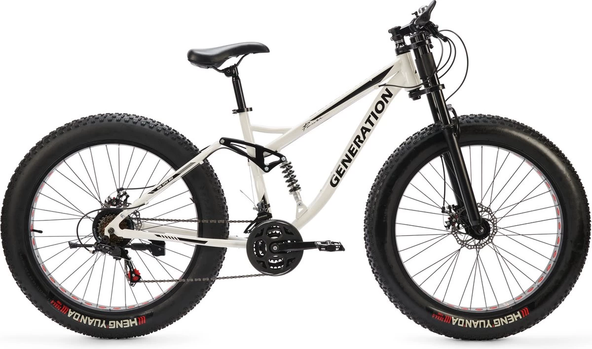 Generation SUPER BIKE Mountainbike 26 Inch - Wit - Brede Banden 1 Generation SUPER BIKE Mountainbike 26 Inch - Wit - Brede Banden