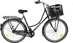 Wheelerz.nl Omafiets 28 Inch / 53cm Zwart | Incl Voordrager & Krat