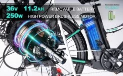 HITWAY 26 Inch E-bike, Elektrische Fiets Voor Heren En Dames, Pedelec Stadsfietsen, 250 W Motor, 36 V/11,2 Ah E-bike, Shimano 7 Versnellingen, 35-90 Km| Wit / Blauw -Fietsonderdelen Winkel 1200x742 1