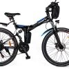 Myatu E-Bike 26-inch E-bike Voor Vrouwen En Mannen, Mountainbike Elektrische Fiets Met 36V 10.4AH Accu En Shimano 21 Versnellingen, 21 Versnellingen, Derailleur, 250 W-Zwart En Blauw