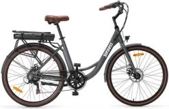Elektrische Stadsfiets 26 '' (F264) - Stalen Frame - 6 Versnellingen Shimano - Schijfremmen - 10 Ah - Grijs