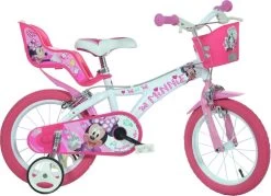 Dino Disney Minnie Mouse - Fiets - Meisjes - Wit;Roze - 16 Inch