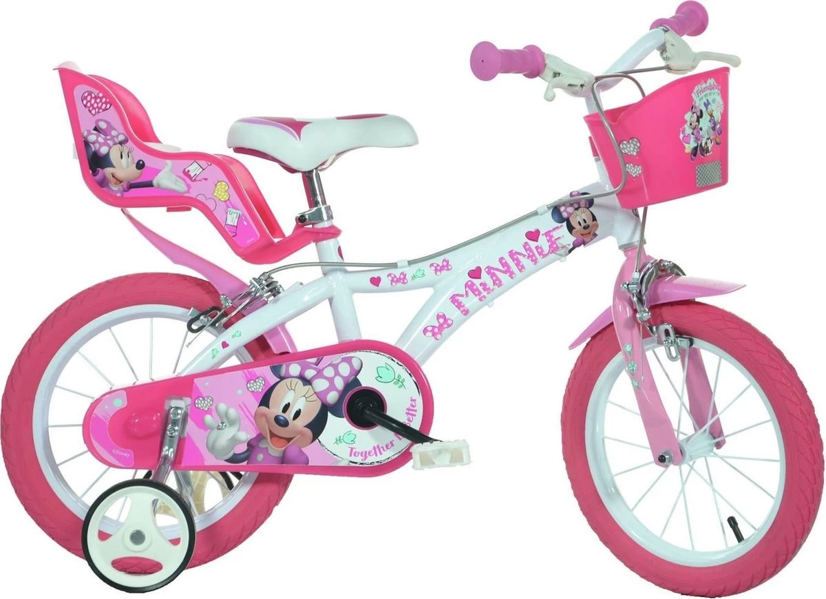Dino Disney Minnie Mouse - Fiets - Meisjes - Wit;Roze - 16 Inch 1 Dino Disney Minnie Mouse - Fiets - Meisjes - Wit;Roze - 16 Inch