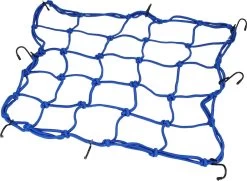 Merkloos Premium Bagagenet Met 8 Haken – 40x40cm – 90x90 Uitgerekt – Blauw | Spin, Motorfiets, Scooter En Fiets