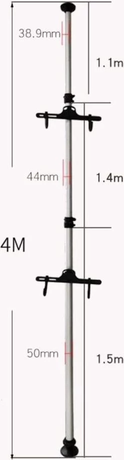 Merkloos Decopatent® PRO Plafond Fiets Ophangsysteem Voor 2 Fietsen - Staand Fietsenrek 2 Fietsen - Fietsenhouder Met Telescoop Opbergstang -Fietsonderdelen Winkel 324x1200