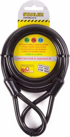 Merkloos Stahlex Staalkabel 1.5 Meter X 8 Mm Met Lussen Geplastificeerd -Fietsonderdelen Winkel 620x1200