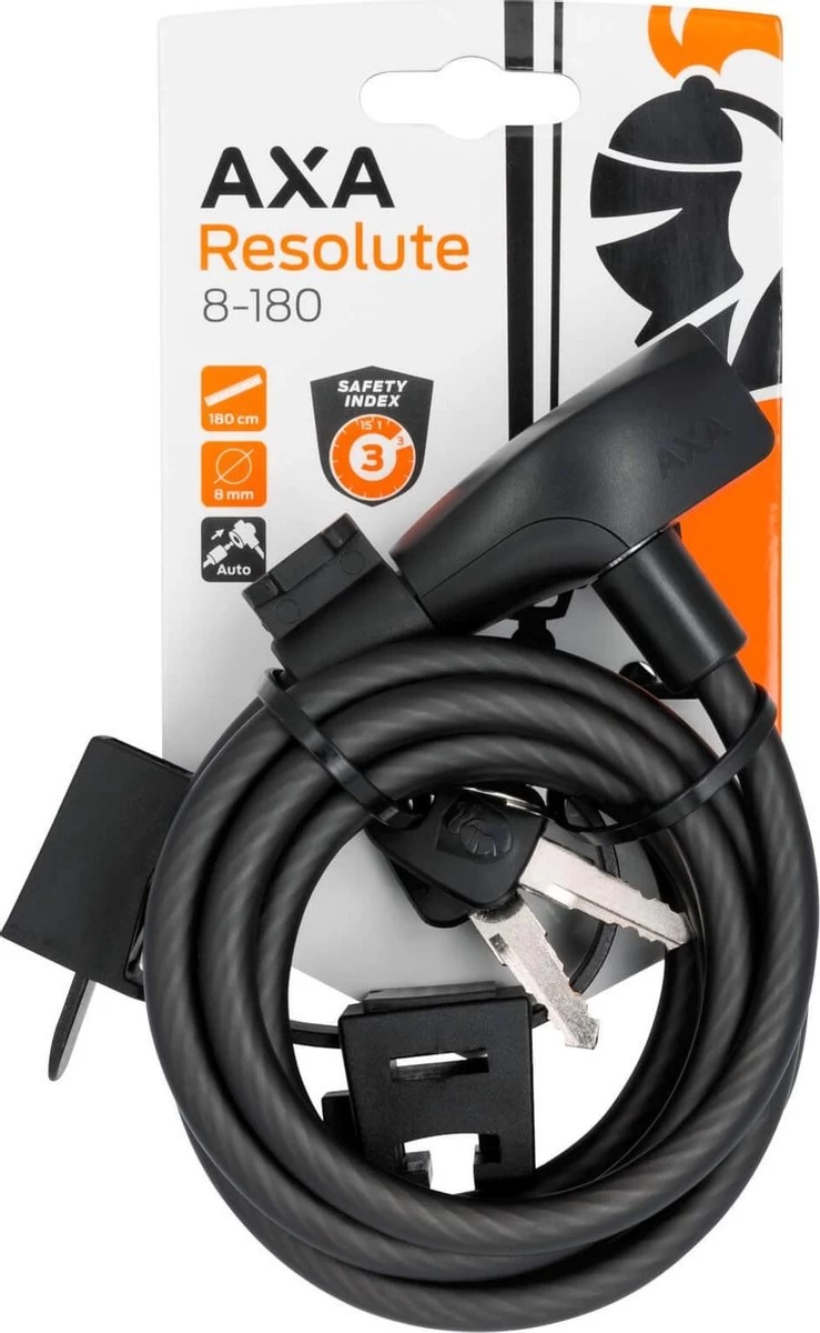 AXA Resolute 8/180 Kabelslot – Slot Voor Fietsen - Gebruiksvriendelijk - 180 Cm Lang - Diameter 8 Mm - Zwart 1 AXA Resolute 8/180 Kabelslot – Slot Voor Fietsen - Gebruiksvriendelijk - 180 Cm Lang - Diameter 8 Mm - Zwart