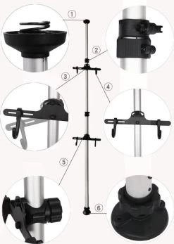 Merkloos Decopatent® PRO Plafond Fiets Ophangsysteem Voor 2 Fietsen - Staand Fietsenrek 2 Fietsen - Fietsenhouder Met Telescoop Opbergstang -Fietsonderdelen Winkel 855x1200 3