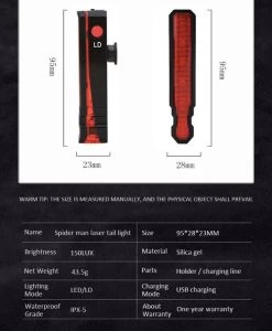 Merkloos Fietsverlichting USB Oplaadbaar Fiets Achterlicht LED Laser -Fietsonderdelen Winkel 988x1200 2